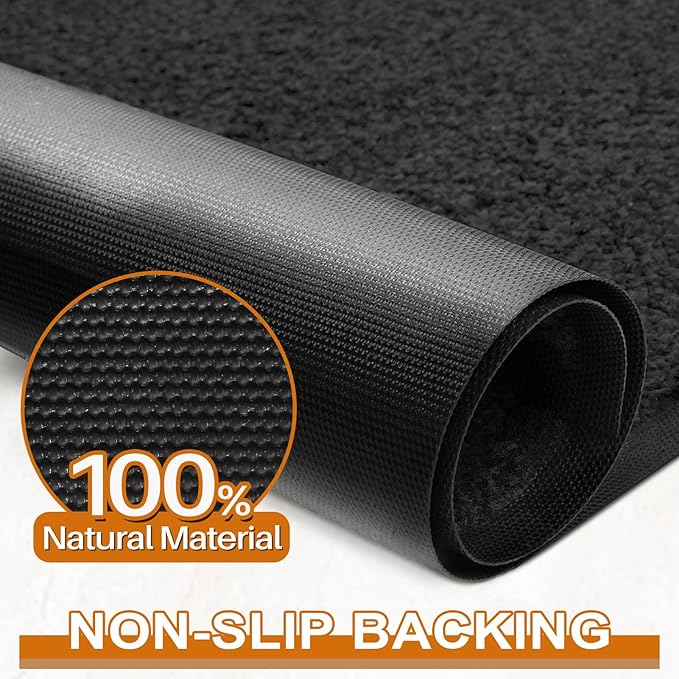 Mibao Dirt Trapper Door Mat for Indoor Outdoor, Waterproof All-Season, All-Weather Doormat, Heavy Duty Non-Slip Entrance Rug, Low Profile Absorbent Entrance Mat Carpet, 72" x 48", Black