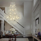 H65'' Silver Crystal High Ceilings Chandelier Staircase Chandeliers Modern Crystal Tree Branch Chandelier, D48'' Foyer Chandelier for High Ceiling Luxury Large Living Room Chandelier, 27-Lights