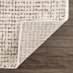 BoutiqueRugs Keita Contemporary Mosaic Runner Rug - High Pile Fluffy Soft Shag Carpet for Hallway, Kitchen - Cream, Brown - 2'8" x 7'3" Runner