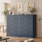 5 Drawer Dresser for Bedroom, Tall Dresser Chest of Drawers with Gold Handles, 32 Inch Wide Nightstand with for Bedroom, Living Rooms, Offices, and Entryways, Navy Blue