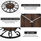 LEIKE Large LED Wall Clocks,Silent,Non Ticking,Battery Operated Rustic Round Modern Big Wood Wall Clock for Living Room, Bedroom,Kitchen,Farmhouse,Office,Home Decor -32" Black,LED,Arabic Number