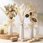 12 Pcs Ceramic White Vases for Home Decor with Cotton lace and Rope 7.09 inch Tall Vases for Centerpieces Modern Floral Vase Wedding Party Event Home Office Decoration