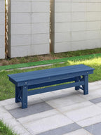 HDPE Outdoor Bench, 55" Patio Bench Outdoor Furniture, Poly Lumber Adirondack Benches, All Weather HDPE Garden Backless Benches for Park, Poolside, Deck, Porch, Navy
