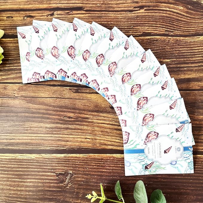 Scented Sachets - 12 Pack, Long-Lasting Home Fragrance Sachet Bags, Large Fresh-Scented Envelope Packets, Fragrant Sachets for Drawers and Closets (Ocean Breeze)