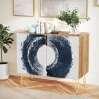 SIGNWIN Sideboard Buffet Cabinet, Kitchen Storage Cabinet with 2 Doors, Geometric Dark Paint Stroke Ring Geometry Nordic, Cupboard Console Table for Dining Room - 35" L x 18" W x 29" H