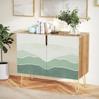 SIGNWIN Sideboard Buffet Cabinet, Kitchen Storage Cabinet with 2 Doors, Green Mountain Range Landscape, Cupboard Console Table for Dining Room - 35" L x 18" W x 29" H