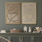 SIGNFORD Framed Canvas Print Wall Art Set Geometric Dot Patterns Earthy Beige and Brown Contrast Illustration Modern Art Decorative Nordic Nature for Living Room, Bedroom, Office - 16"x24"x2 Natural