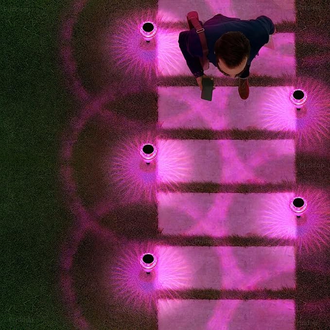 Halloween Solar Lights Outdoor 16 Pack Pink Purple LED Waterproof Mushroom Outside Lights for Yard Garden Patio Pathway Walkway Landscape Halloween Decorations