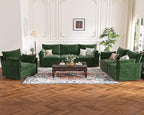 135.5" Oversized Modular Sectional Sofa, L Shaped Convertible Couch with Movable Ottoman, Large 6 Seat Corner Couches for Living Room Deep Seat Green Chenille