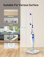 12-in-1 Steam Mop, Fast 15-Sec Heat-Up, 1500W Detachable Handheld Steam Cleaner with 2 Dirt Grip Pads, Removes 99.99% Stubborn Stains for Hardwood Floors, Clothes, Windows, Tiles, Furniture, Blue