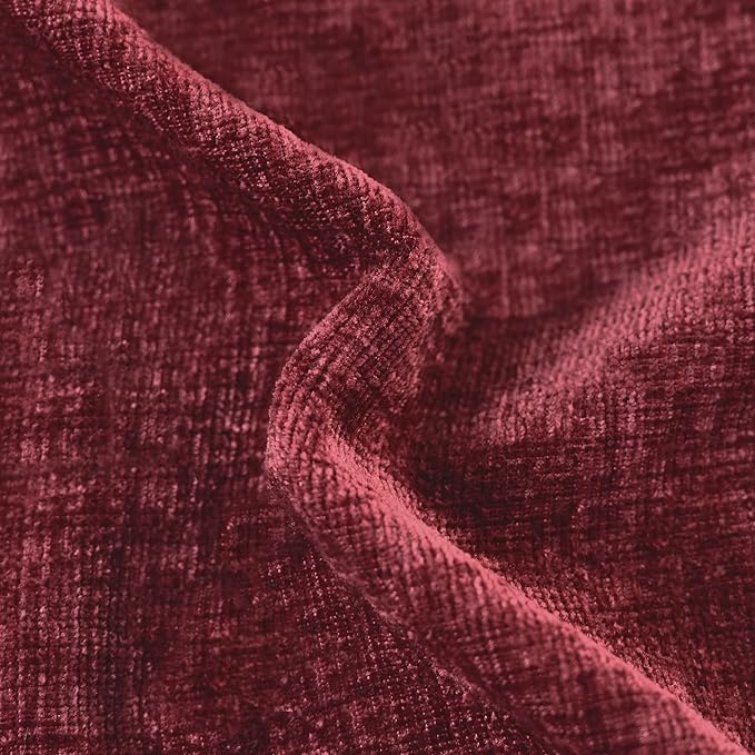 CaliTime Throw Pillow Covers Decorative 20 X 20 Inches Pack of 2 Cozy Chenille Cushion Cases for Couch Sofa Bed Living Room Home Burgundy