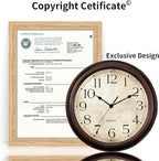 12 Inch Wall Clocks Battery Operated Silent Non-Ticking Analog Wall Clock Vintage Retro Rustic Style Decorative for Living Room Kitchen Home Office(Bronze)