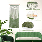 JONKASIPA Macrame Wall Hanging Bohemian Handmade Tassel Wall Art Decorations,Green Fringe Chic Home Decor for Apartment Dorm Living Room Bedroom