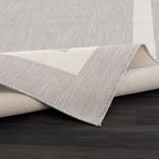 CAMILSON Outdoor Rug 5x7,Modern Outside Rugs for Patios Porches Waterproof Durable Washable Non-Shedding, Easy-to-Clean Indoor Outdoor Area Carpet (5 x 7, Bordered - Gray/White)