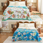 Summer Throw Blanket, 50"x60" Reversible Bohemian Flower Blanket, 100% Cotton Muslin Breathable Woven, Farmhouse Decorative Throw Blanket