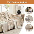 Boho Couch Cover Washable Sectional Couch Covers for Dogs Reversible Sofa Slipcover for 2 or 3 Cushion Couch Pet Friendly Furniture Protector (3# Orange, 71" x 150")