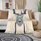 HGOD DESIGNS Deer Throw Blanket Deer Dressed up Like Cool Hipster Blanket Super Soft Flannel Throw Blanket Lightweight Plush Fuzzy Bed Blanket for Bedding Sofa and Travel 40"X50"
