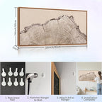 SIGNINART Large Tree Ring Framed Canvas Wall Art, Rustic Beige Wooden Wall Decor, Neutral Nature Wood Stump Artwork, Modern Art Prints for Bedroom Living Room Office 20"x40"