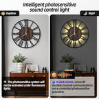 LEIKE Large Wall Clocks with Night Light Battery Operated,Silent Non Ticking,Rustic Modern Big Wood Clock for Living Room, Bedroom,Kitchen,Farmhouse,Office,Home Decor-20 Inch(Roman Numerals)