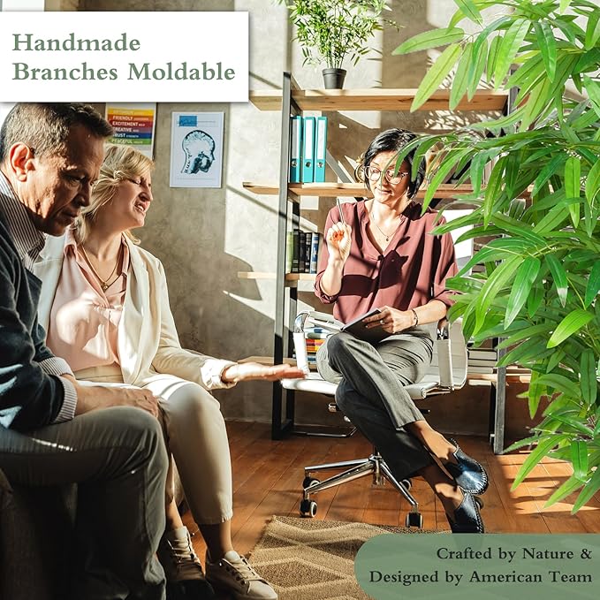 Artificial Bamboo Tree, 6 FT Fake Tree, Faux Silk Plant with Pot, Fake Plants for Home Office Indoor Outdoor Decor, 7 Natural Bamboo Trunks