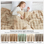 Cozy Bliss Faux Fur Throw Blanket for Couch, Fuzzy Soft Plush Thick Bubble Blanket for Sofa Bedroom Living Room, 50 * 60 Inches Beige