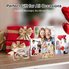 HOUSE DAY Acrylic Picture Frames 4x4, 2 Pack Magnetic 4 x 4 Picture Frame, Double Sided Clear 4x 4 Photo Frame with Microfiber Cloth, Frameless FreeStanding 4x4 Frame Gift for Desktop Display