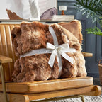 Cozy Bliss Faux Fur Throw Blanket for Couch, Fuzzy Soft Plush Thick Bubble Blanket for Sofa Bedroom Living Room, 50 * 60 Inches Tie Dye Brown