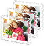 3Pack Magnetic Acrylic Picture Frames 5×7 Inch - Scalloped Photo Frame with 10+10mm Thick Block, Double Sided Clear Frames for Desktop Display | Trendy Home Gift (Clear, 5X7)