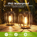 Solar Hanging Lanterns Outdoor Waterproof: 4 Pack Metal Solar-Powered Lights with Hook, Bright Warm Lantern Decor for Outside, Classic Outdoor Lighting for Yard Garden Patio Porch Balcony Decorations