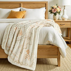 Lahome Trible Printed Blanket Aztec Beige Throw Blanket for Couch Soft Cozy Flannel Fluffy Throw Blanket Fuzzy Retro Throw Blankets for Bed Sofa, Ivory 50''x60''