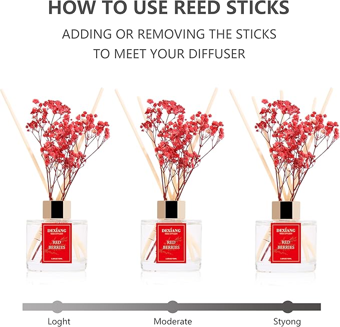 Reed Diffuser Set - 3.38 fl oz （100ml） Red Berries Home Fragrance Reed Diffuser for Bathroom Shelf Decor 6 Reed Stick