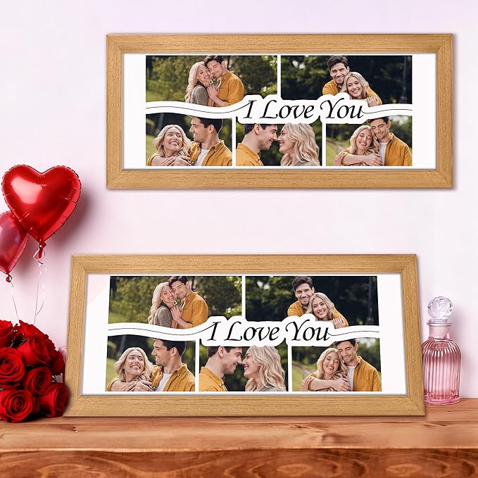 Gifts for Him/Her - Personalized Photo Frame with Love Design, Wall Mount or Tabletop Display, Romantic Gifts for Boyfriend Girlfriend Anniversary Birthday Valentine's