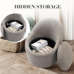 COLAMY Modern Swivel Accent Chair with Hidden Storage, 360° Barrel Swivel Chair, Small Swivel Armchair for Living Room/Bedroom, LightGrey