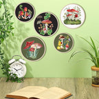 Qunclay 5 Pcs Wall Art Decor Wooden Living Room Wall Decor Bohemian Hanging Farmhouse Geometric 10'' and 8'' Aesthetic Wood Minimalist Posters for Bedroom(Mushroom)