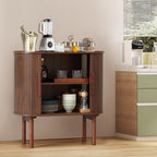 31'' Fluted Sideboard Buffer Cabinet, Modern Credenza Storage Cabinet with Slide Doors, Bar Cabinet Console Table for Living Dining Room Kitchen Hallway Entryway, Walnut