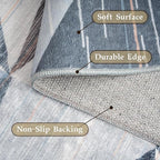 HOMFINE Washable Modern Area Rug - Geometric Style 6x9 Rugs for Living Room, Bedroom, Machine Washable Rug Soft Non Slip Non Shedding Area Rug - Blue, 6'x9'