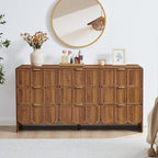 9 Drawer Dresser for Bedroom, Modern Closet Chest of Drawers with Wave Fluted Drawer, Wood Storage Small Dresser Organizer for Nursery Bedroom Living Room Hallway Closet (Walnut)