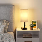 Gray Small Bedroom Lamp - 3 Color Temperature 3000K 5000K 4000K Bedside Lamp, Pull Chain Control, USB A and C Charging Ports, Black Base, for Kids Office Dorm, Bulb Included