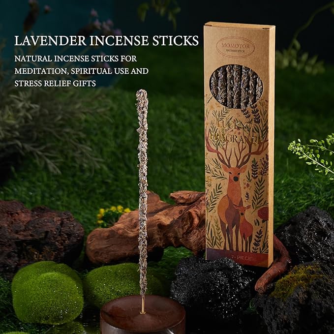 Lavender Incense Sticks – 7 Natural Incense Sticks for Meditation, Spiritual Use and Stress Relief Gifts, Handmade for Air Purification