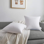 Oubonun 16 x 16 Throw Pillow Inserts Set of 2-100% Cotton Cover - White Couch Bed Decorative Pillow Pair