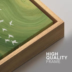 SIGNFORD Framed Canvas Print Wall Art Set Green Swirl Abstract White Birds Illustration Modern Art Decorative Nordic Nature for Living Room, Bedroom, Office - 16"x24"x2 Natural