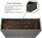LEWIS&WAYNE Large Rectangular Block Planter Box Handmade Wicker Tall Planters for Outdoor Plants with Removable Liners Modern Planter for Indoor Outdoor Patio Deck - Gray, 32''x11''x24''