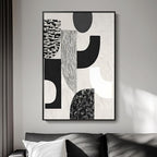 Framed Black and White Abstract Wall Art, Modern Minimalist Canvas Prints Paintings Artwork for Walls, Geometric Pictures for Living Room Dining Room Bedroom Office Bathroom Wall Decor 24x36 In