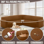 HDCAXKJ Sectional Couch Cover L Shape Stretch Sofa Covers Washable Jacquard Corner Couch Slipcover Non Slip Sectional Slip Cover U Shaped Furniture Protector for Pets Dogs (Caramel, Large)