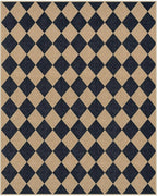 Lahome Checkered Easy Jute Area Rug 8x10, Large Living Room Patio Rug Checkerboard Indoor Outdoor Carpet, Farmhouse Geometric Non Slip Black Carpet for Backyard Dining Room