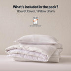 Amazon Basics Waffle Weave Microfiber 2-Piece Duvet Cover Set, Includes 1 Duvet Cover and 1 Pillow Sham, Twin, Dark Grey Striped