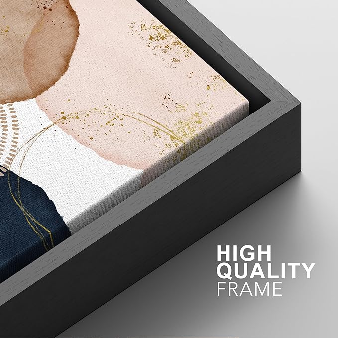 SIGNFORD Framed Wall Art Print Set Pastel Watercolor Vibrant Circle Collage Abstract Shapes Illustrations Modern Minimalist Relax/Calm Multicolor for Living Room, Bedroom, Office - 24"x36"x2 Black