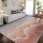 Area Rugs 8x10 for Living Room Bedroom, Modern Abstract Machine Washable Rug, Large Soft Low Pile Floor Cover with Non Slip Backing for Dining Room, Coral Pink