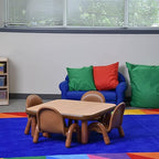 Children’s Factory Baseline Toddler Square Table and Chairs Set, Natural Wood – Includes One 30”, 12” High Square Table and Four 5” High Chairs – Durable, Lightweight, Easy to Move