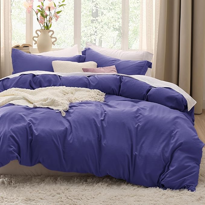 Bedsure Skipper Blue Duvet Cover King Size - 3 Pieces Prewashed Cotton-Like Extra Soft Bedding Set, Includes 1 Duvet Cover 104x90 Inches with Zipper Closure & 2 Pillow Shams, Comforter Not Included